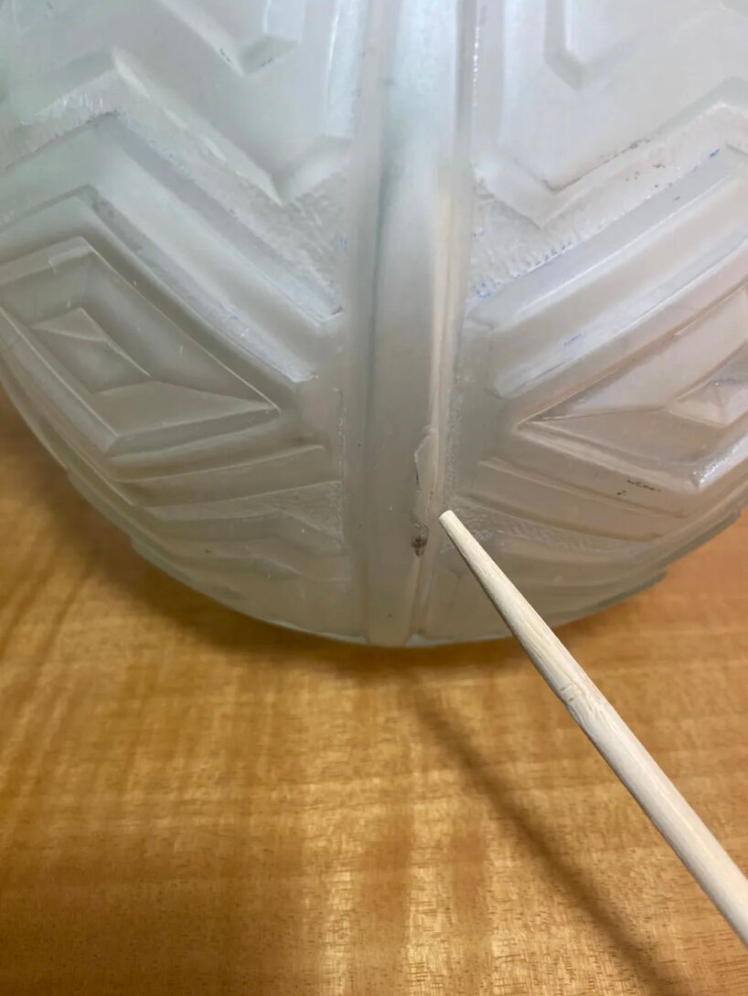 Art Deco ball vase 1930 in molded and pressed frosted glass