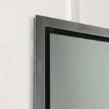 Vintage wooden console table with aluminum mirror, Italy, 1970s, original