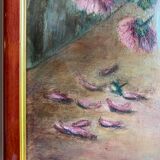 Ancient painting, still life in the cosmos , signed and dated 1991.