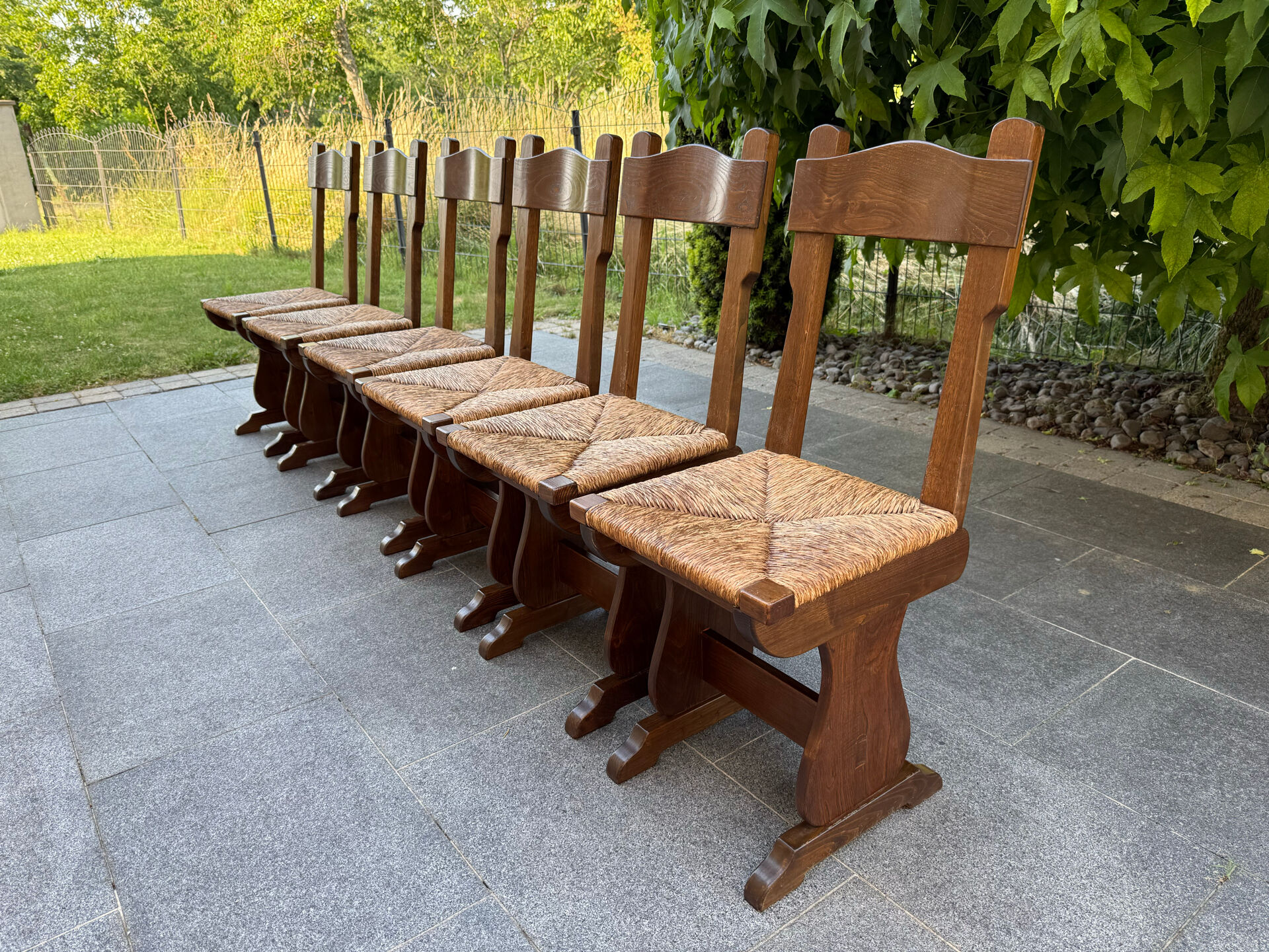 Set of 6 rustic 1970s chairs