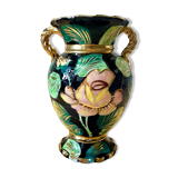 Vallauris vase with handle and gold leaf