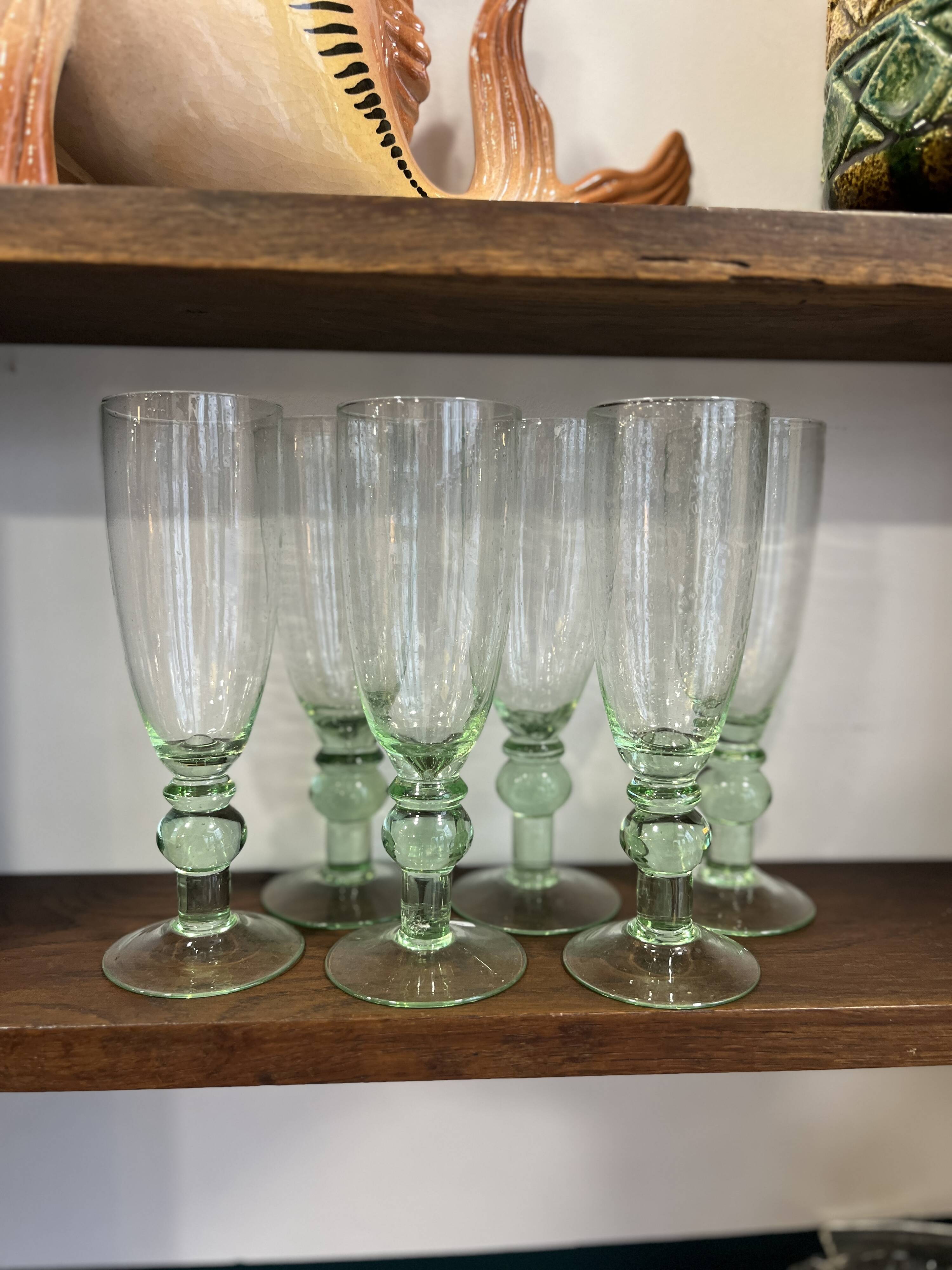Bubbled glass flutes Montauroux