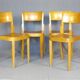4 bistro chairs, around 1960, by Horgen Glarus - Switzerland - golden oak finish.