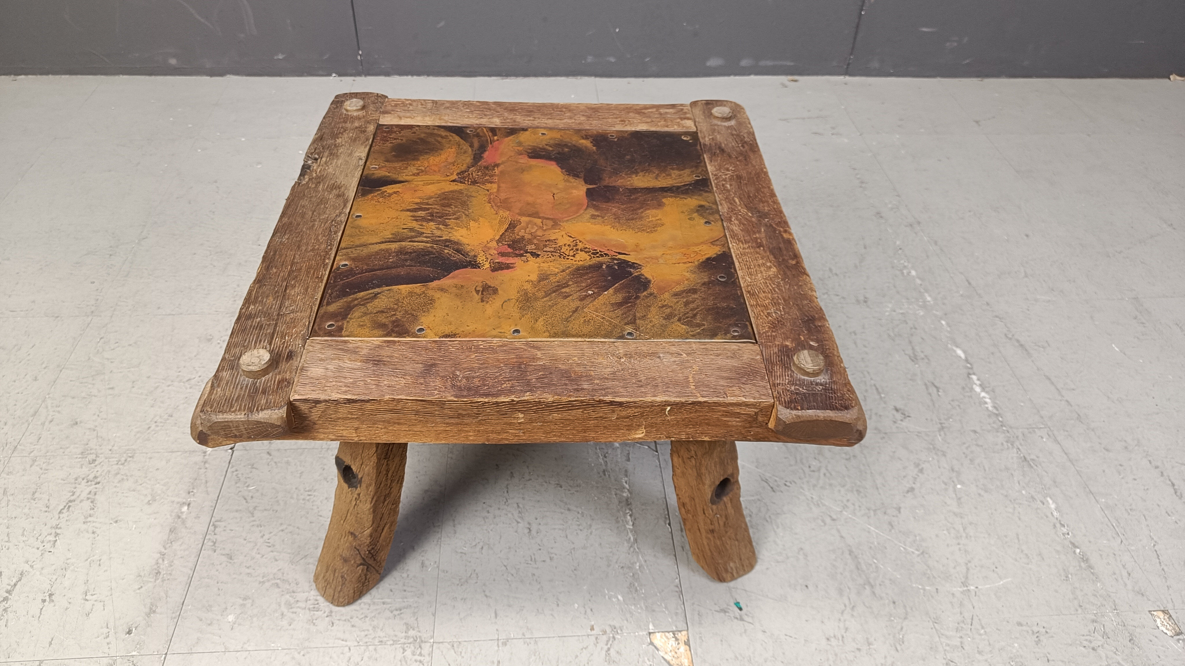 Vintage copper plated brutalist coffee table, 1970s