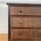 Vintage rattan chest of drawers