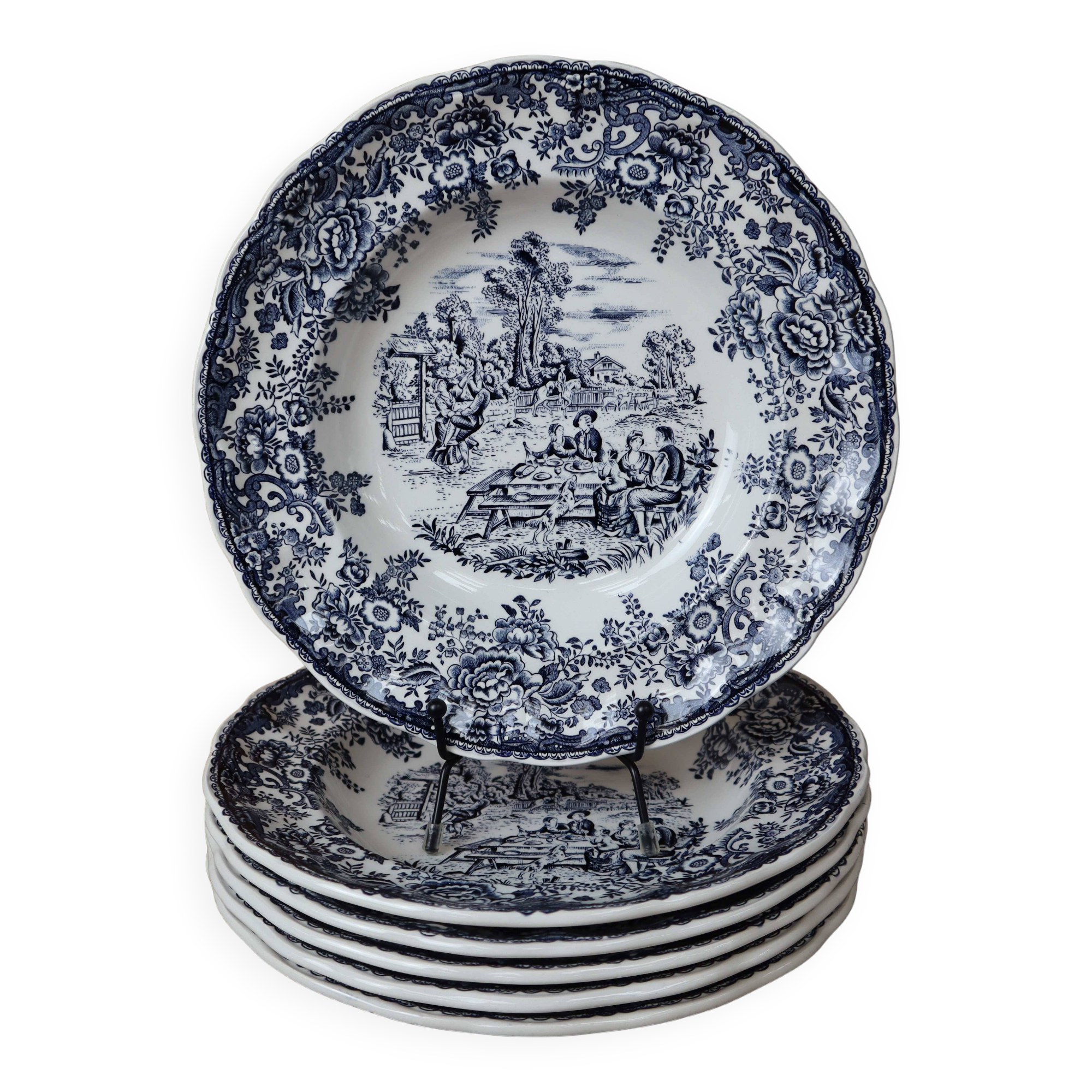 6 deep plates stamped Lunéville KG Tradition special grand feu