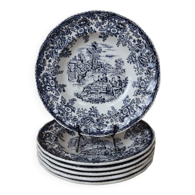 6 Assiettes creuses estampillée Lunéville KG Tradition spécial grand feu