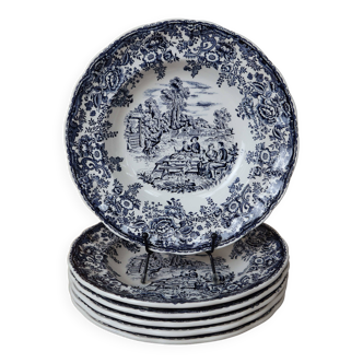 6 Assiettes creuses estampillée Lunéville KG Tradition spécial grand feu
