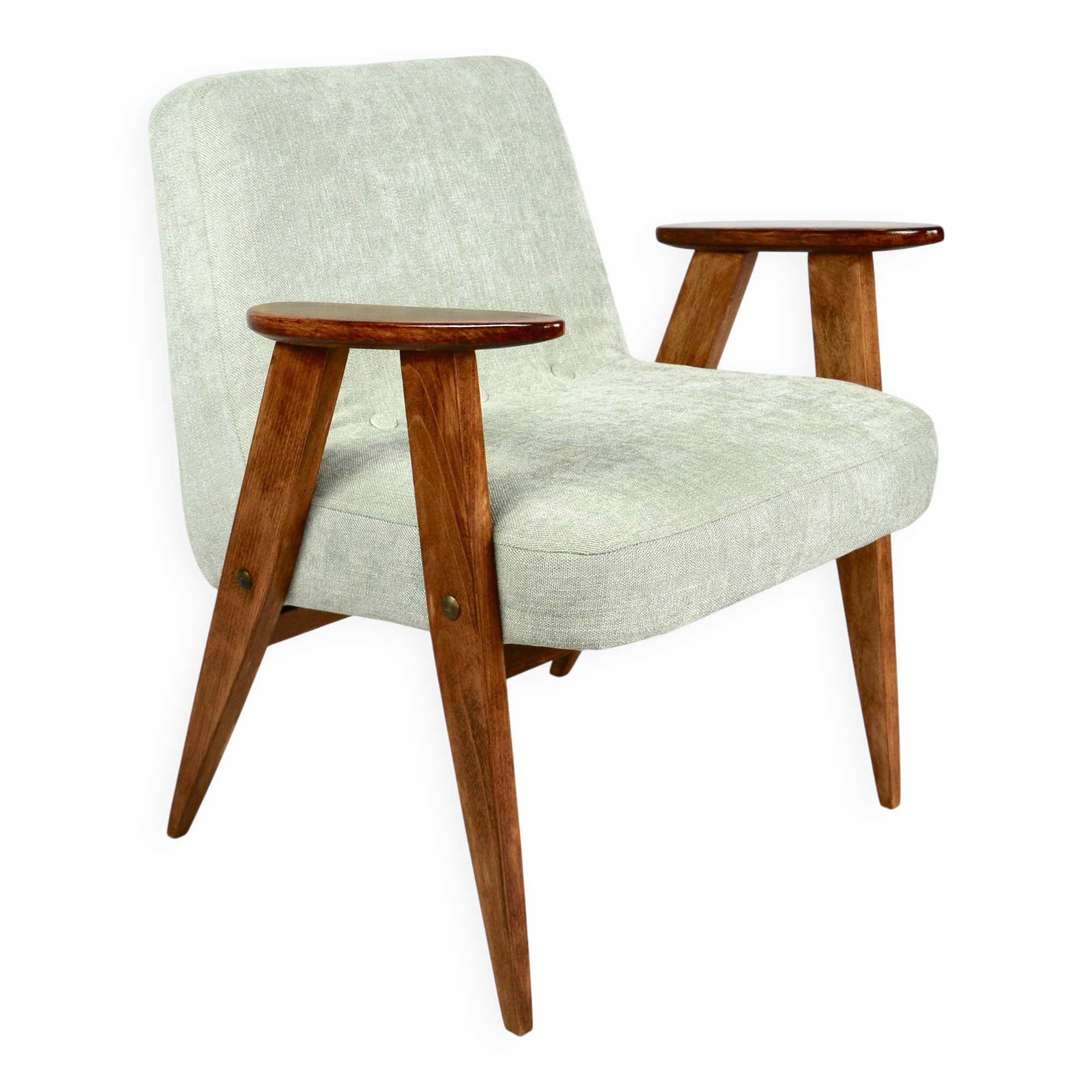 Fauteuil vintage Chierowski 366, années 1970, vert clair