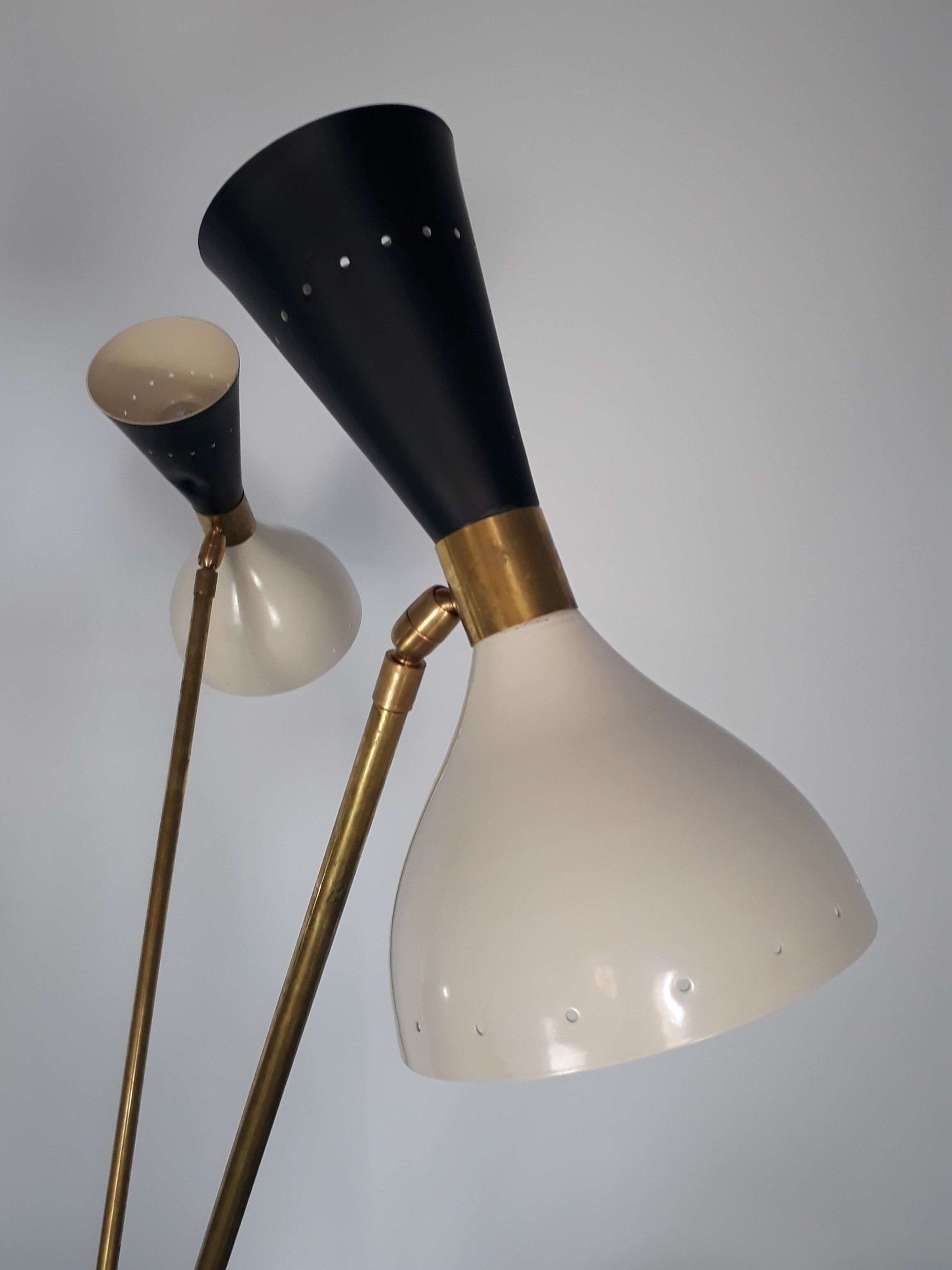 Charleston lamp with 3 two-tone diabolos, Mid-Century 1950s design