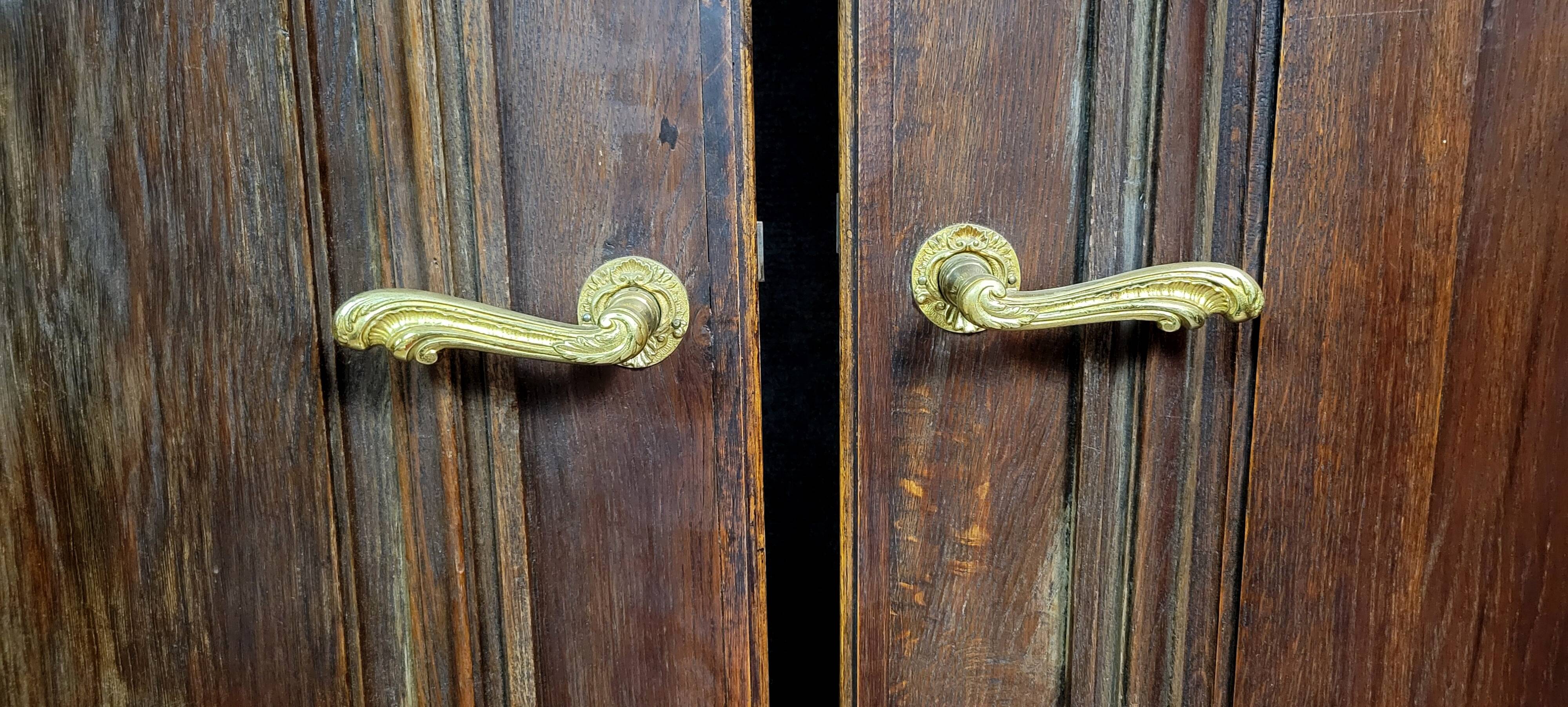 Pair of 18th century oak woodwork castle doors with putti