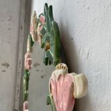 Oval ceramic mirror with flowers