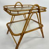 Table d’appoint en rotin vintage en bambou rotin