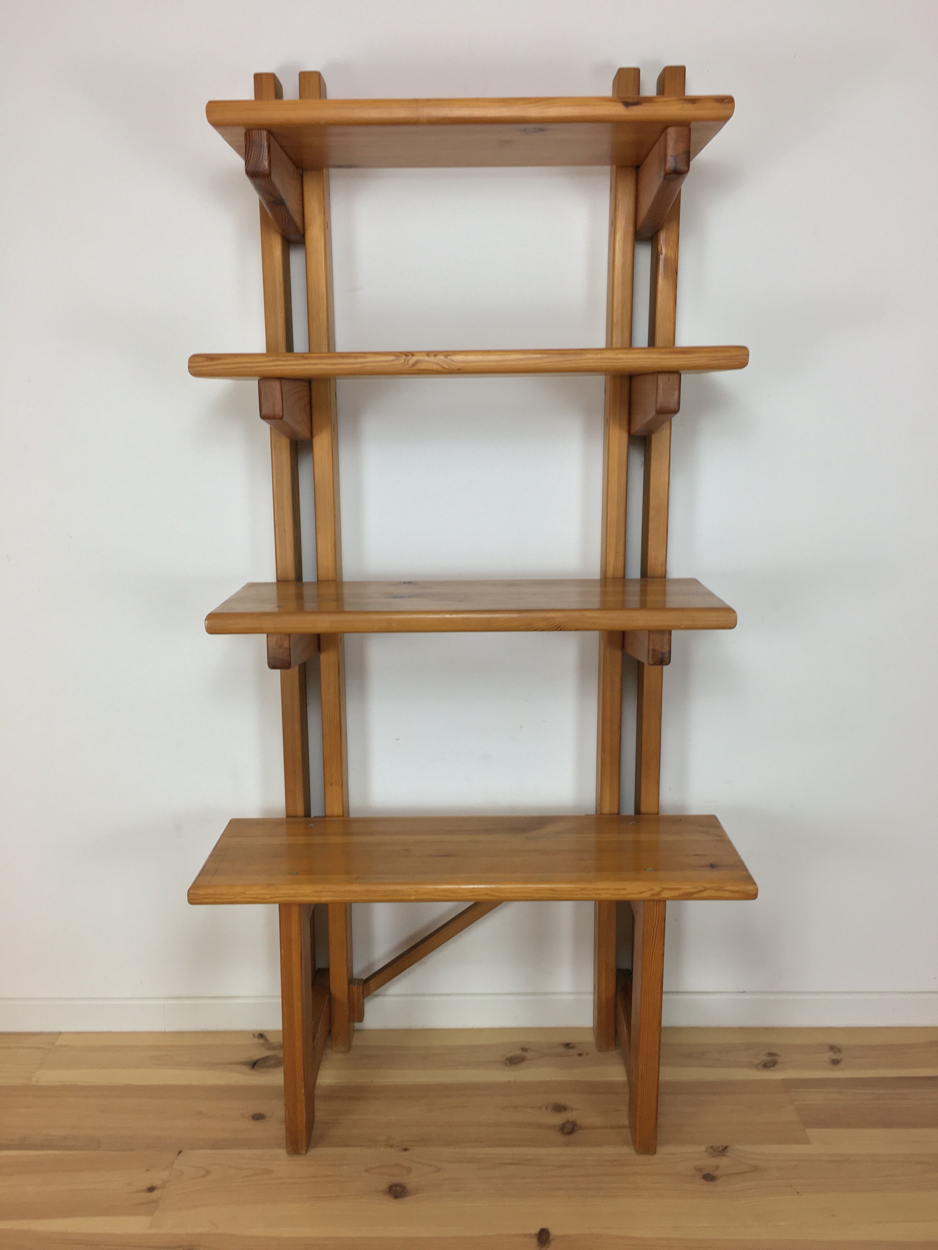 Pair of constructivist shelves made of solid wood