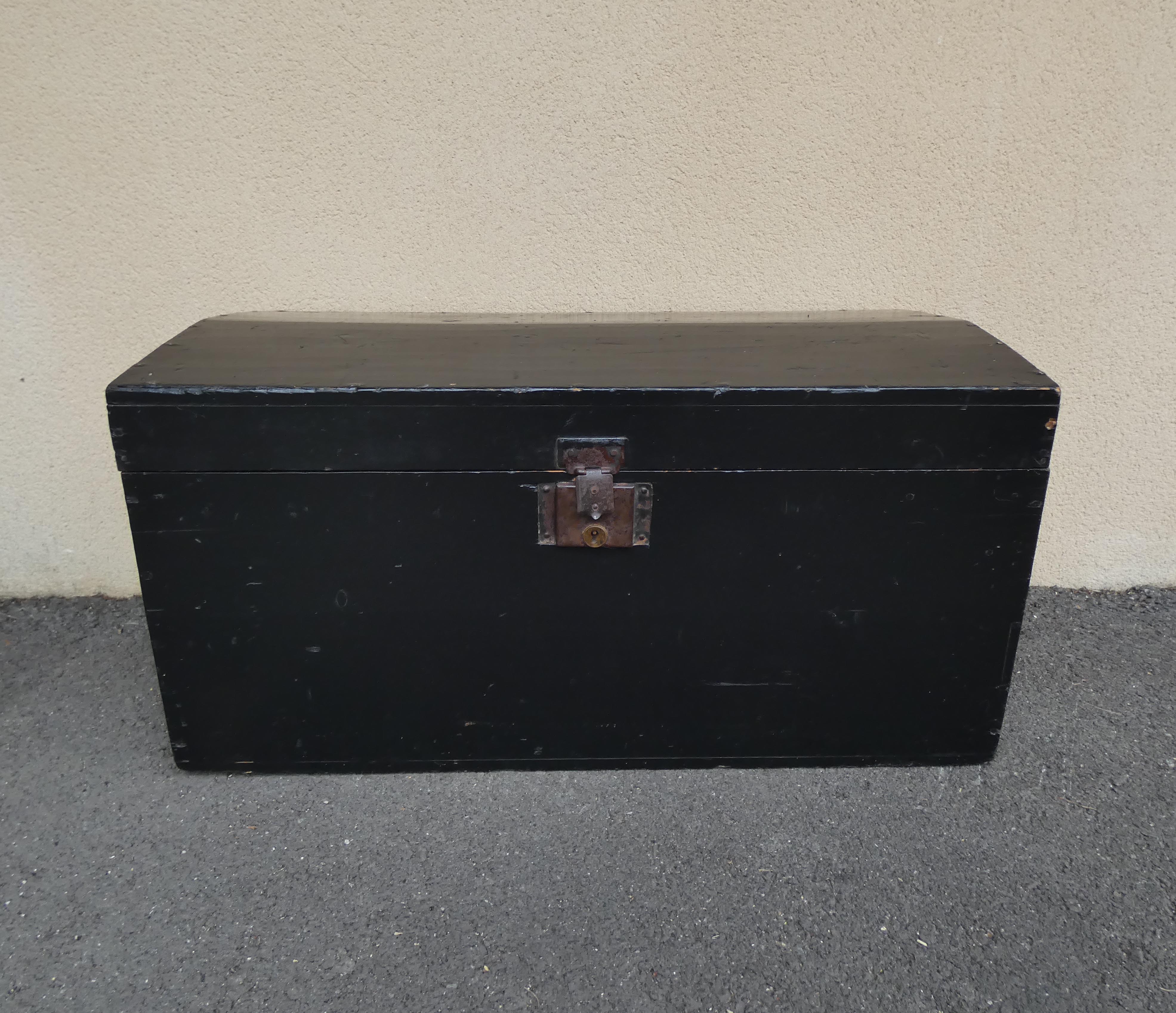 Old blackened wooden chest 19th