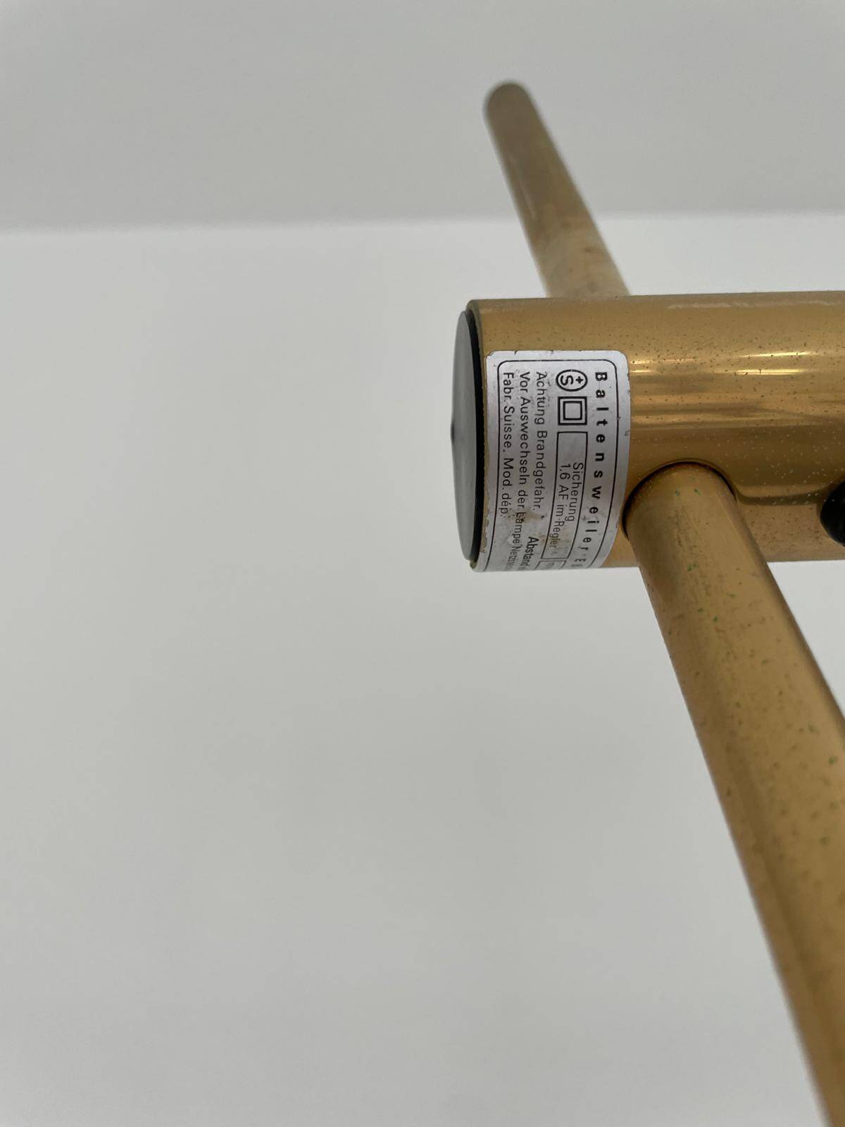 Brass floorlamp Rico and Annemarie Baltensweiler Halo 250 Stako Leuchte