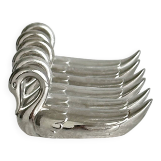 set of 6 metal knife holders in the shape of a swan,