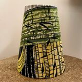 Vintage ceramic lamp in black and green - 1950s / 1960s - Handmade lampshade