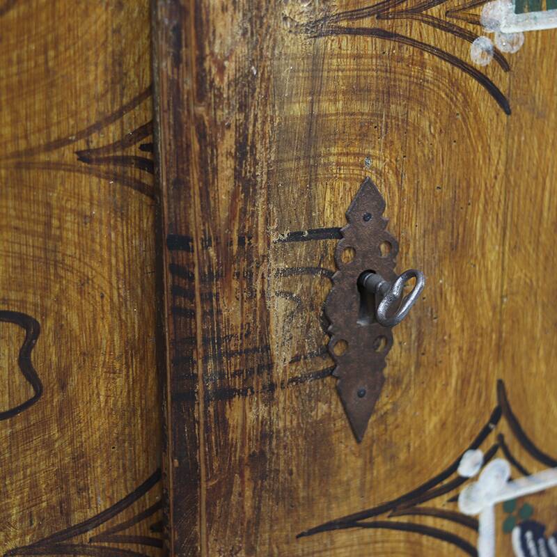 Folk art painted bridal armoire