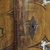 Folk art painted bridal armoire