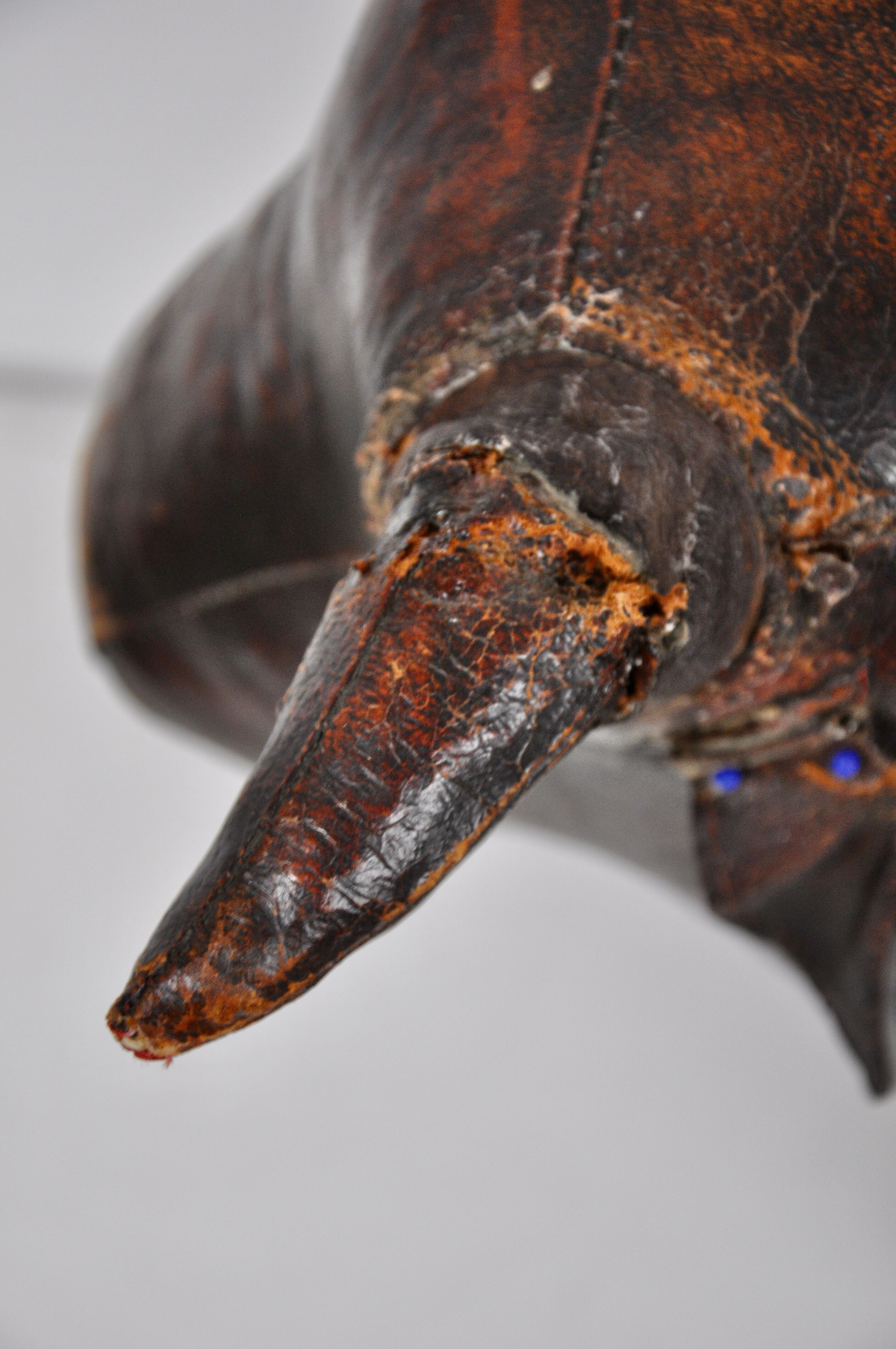 Leather bull stool by Dimitri Omersa, 1960s