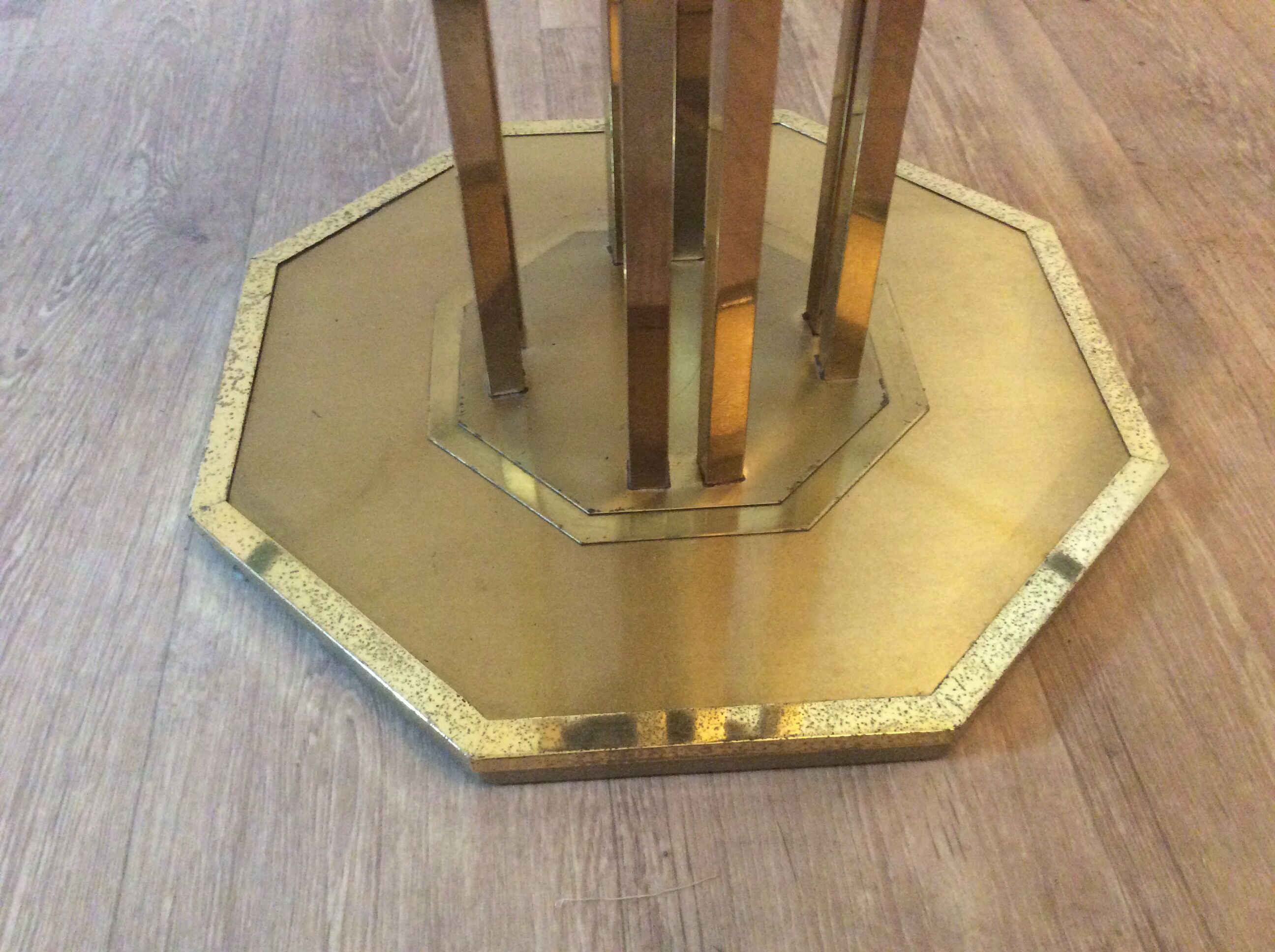 70s-style brass octagonal table