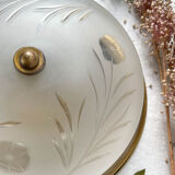Lampe à poser vintage globe en verre ciselé ancien