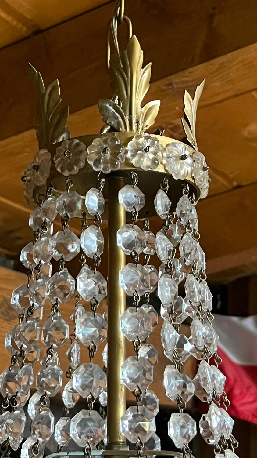 Old brass hot air balloon chandelier with pendants