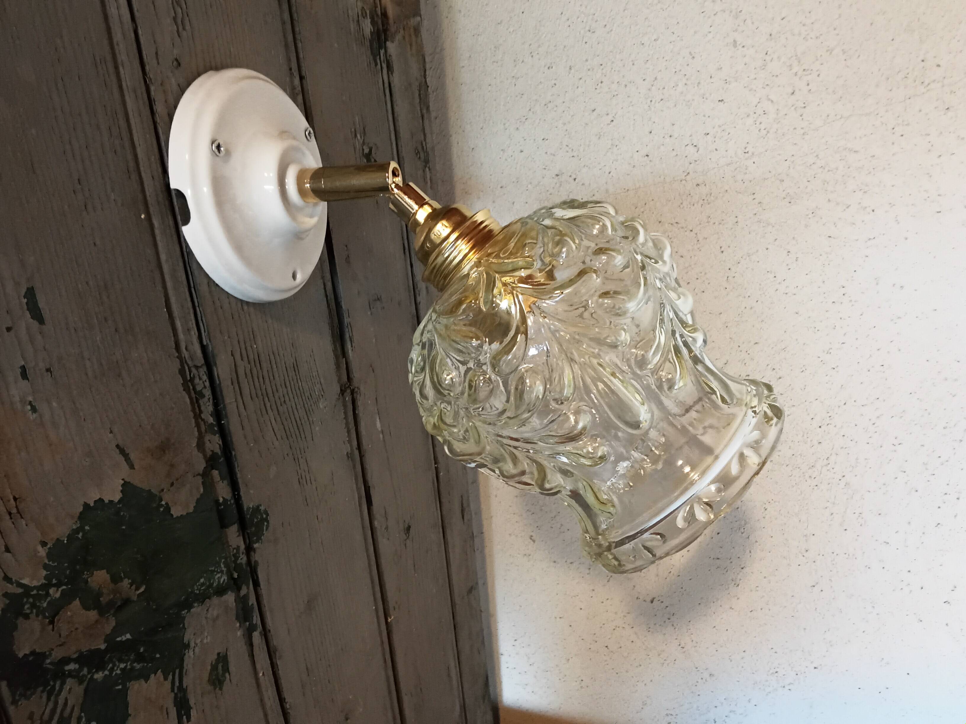 Vintage molded glass wall light