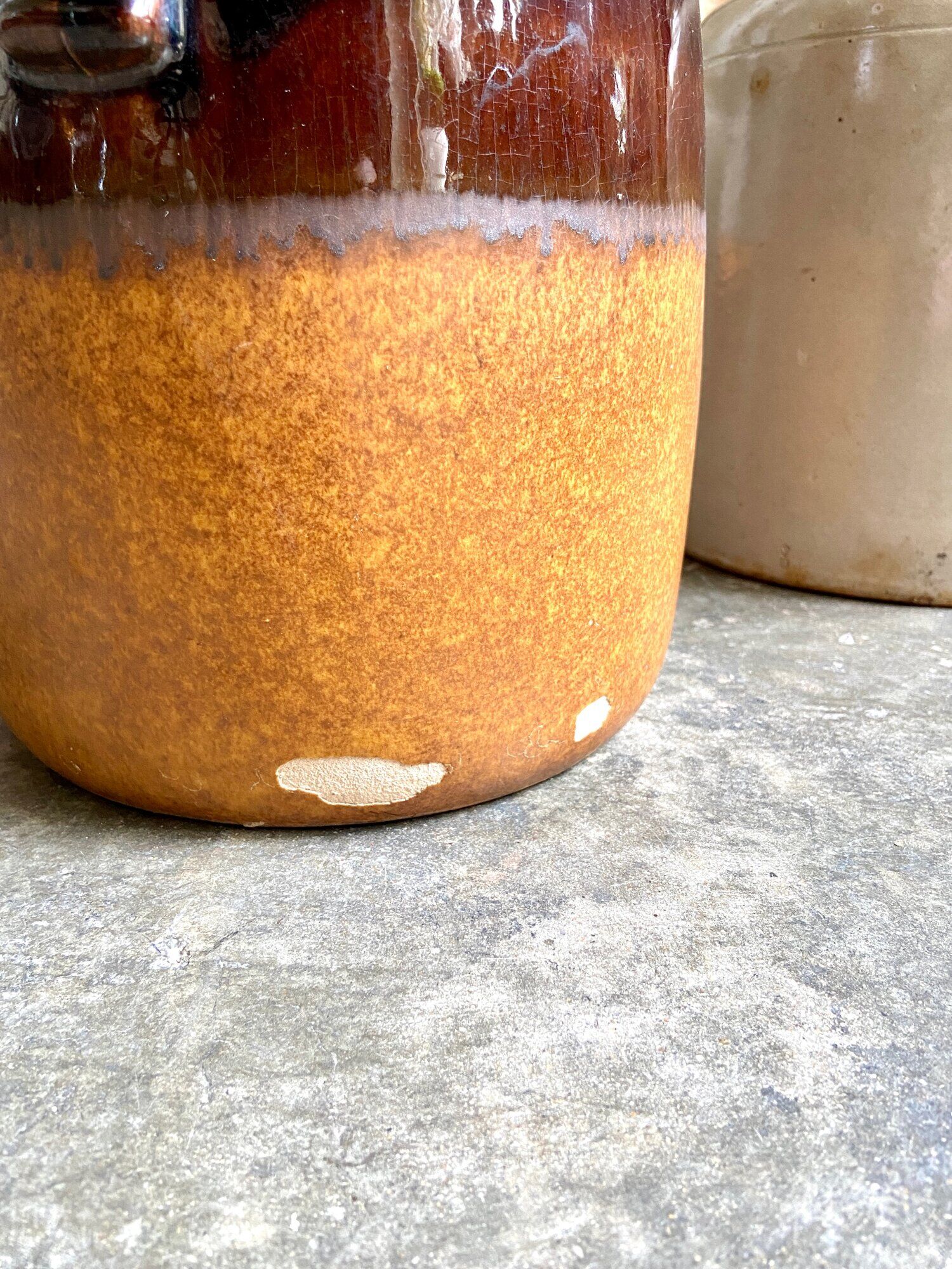 W. Germany vase in brown and ochre glazed ceramic