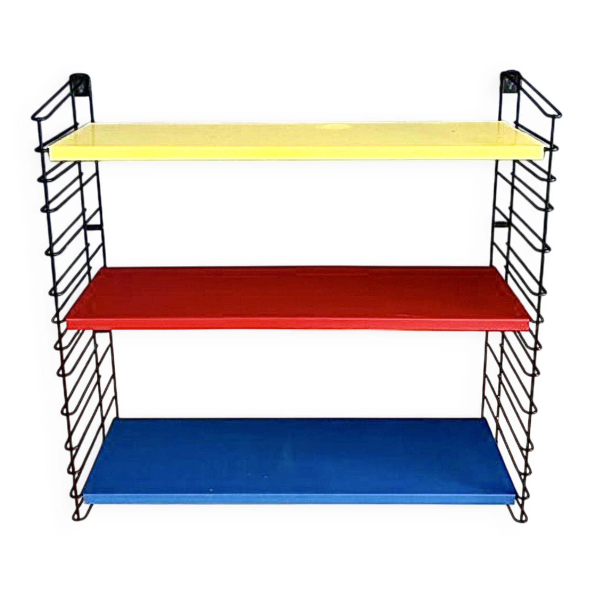 Tomado — Étagère murale vintage à 3 tablettes bleu, rouge & jaune