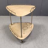 Italian Lacquered Goatskin / Parchment Serving Bar Cart by Aldo Tura, 1960s