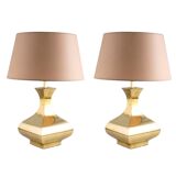 Hollywood regency set of 2 table lamps mod. Piramide, High Society Italy 70