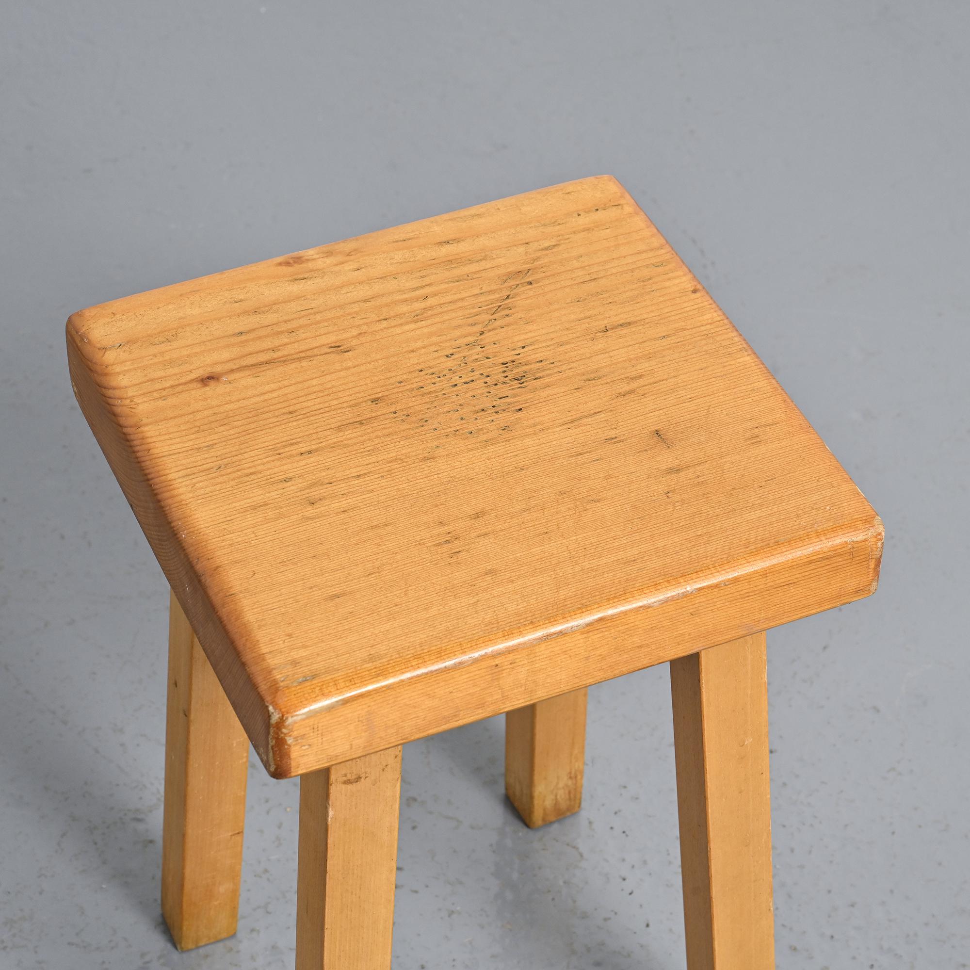 Pine stool by Charlotte Perriand, Les Arcs, France