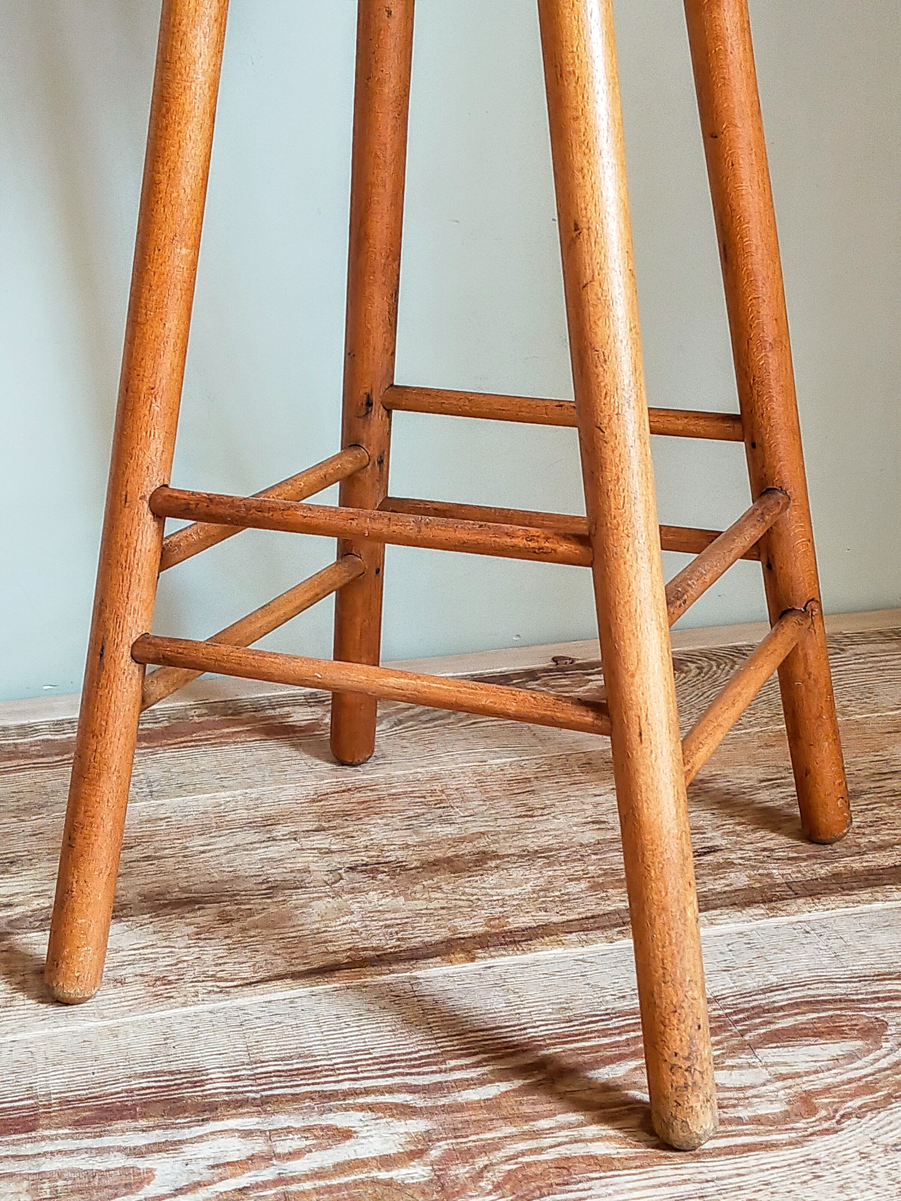 Vintage solid blond wood bar stool