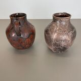 Set of 2 Pottery Vases Fat Lava Abstract Designed by Ruscha, Germany, 1960s