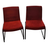 Red suede chairs, Knoll.