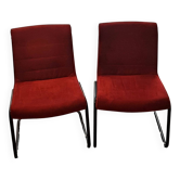 Red suede chairs, Knoll.