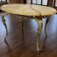 Table basse ronde vintage en laiton doré