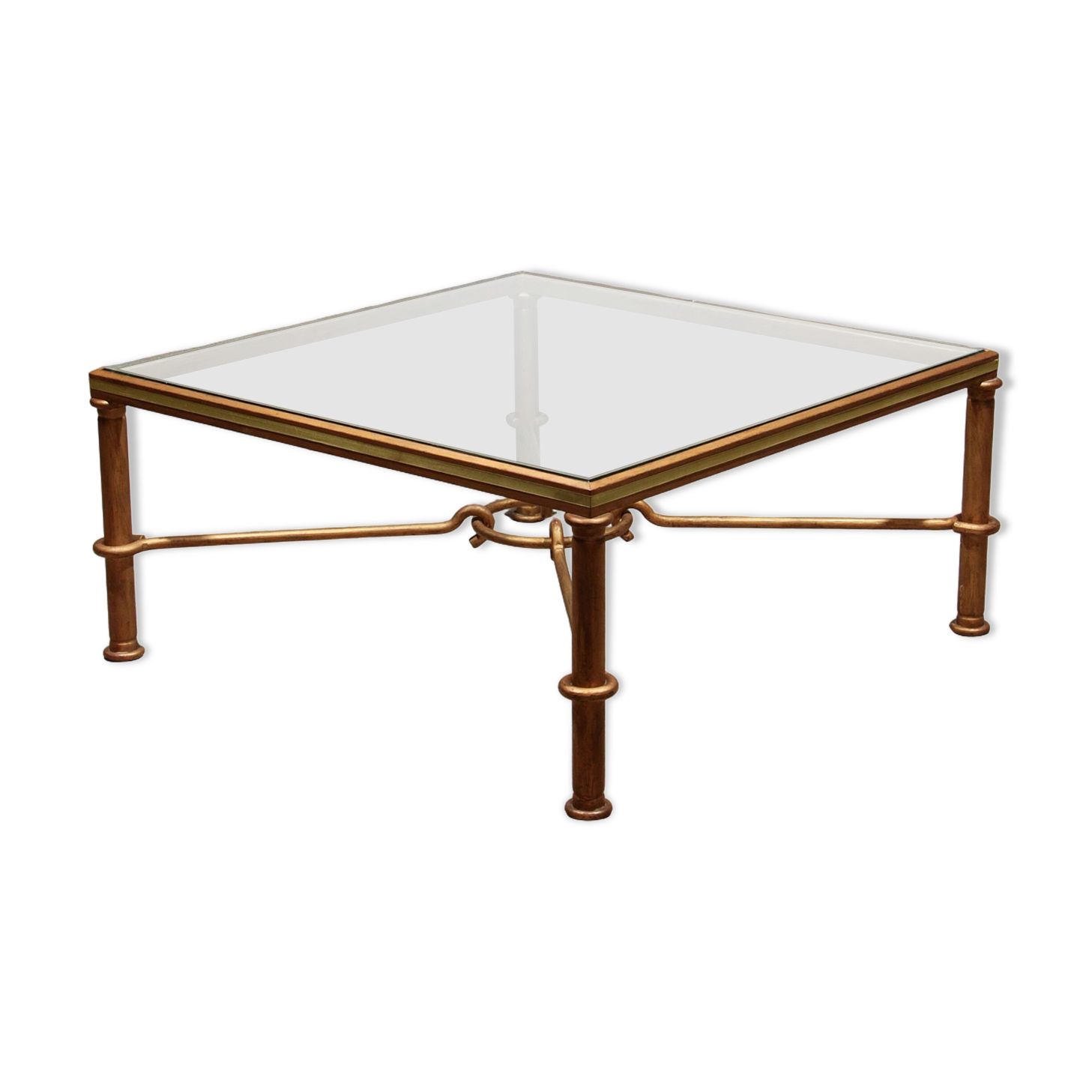 Elegant Gilded Iron Coffee Table by Giovanni Banci, Italy 1970