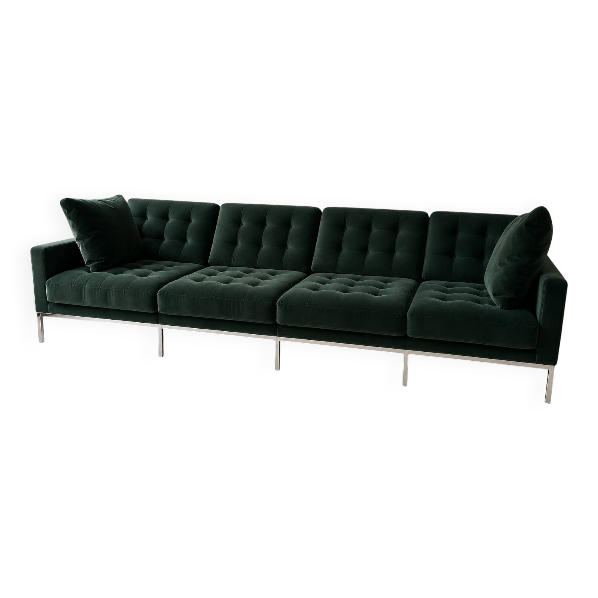Canapé KnollStudio Florence Knoll authentique – 300 cm – Velours vert