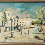 Impressionist Town Scene - Oil on Canvas