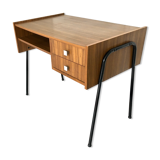 Vintage office teak décor and black steel base