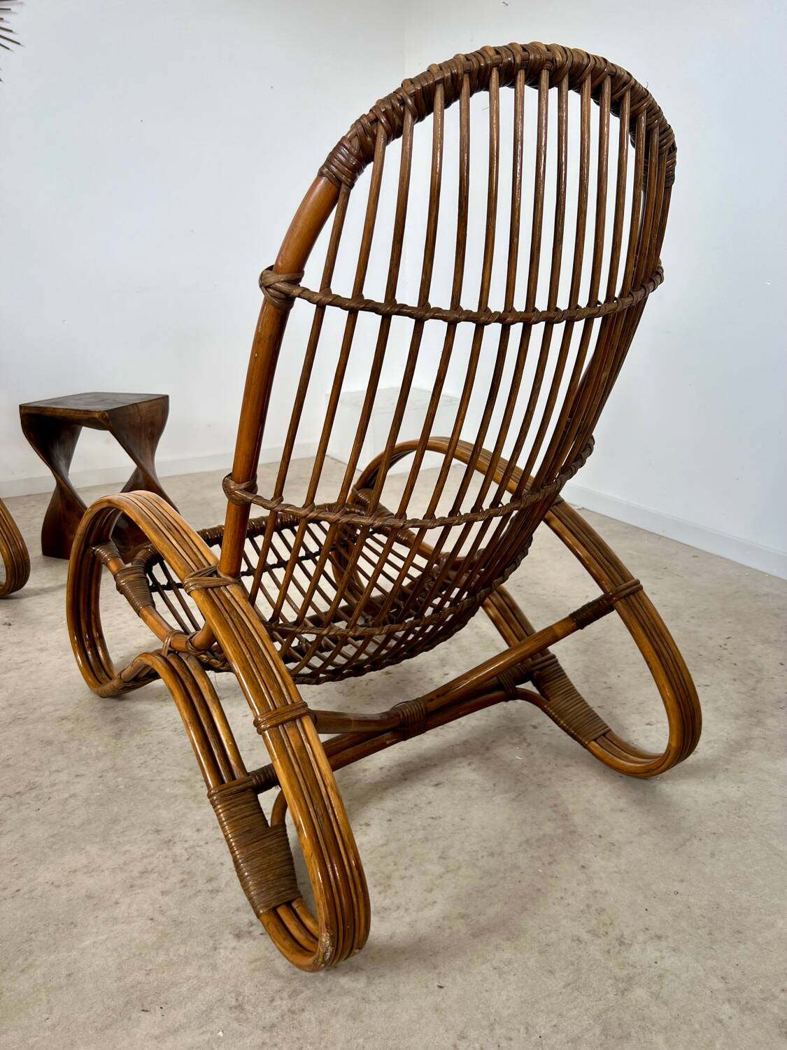 Set of 2 rattan lounge chairs armchairs Italian design from the 60s vintage rattan