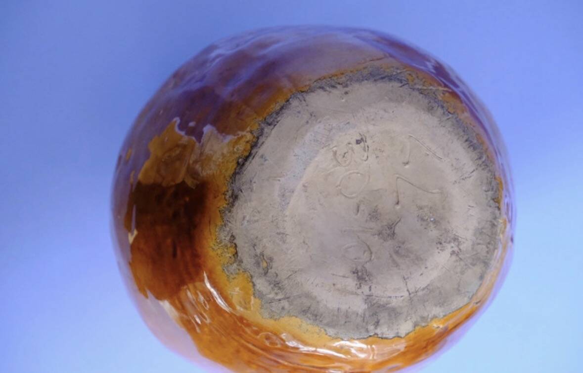 Mustard orange ceramic vase - handmade