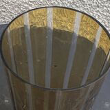 Bayadere patterned vase in glass, transparent and vintage ochre