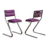 Lot de 2 chaises vintage tubulaire chrome 1960-1970