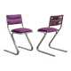 Set of 2 vintage chrome tubular chairs, 1960s-1970s