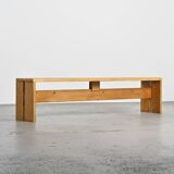Large solid pine bench, Les Arcs, circa 1973