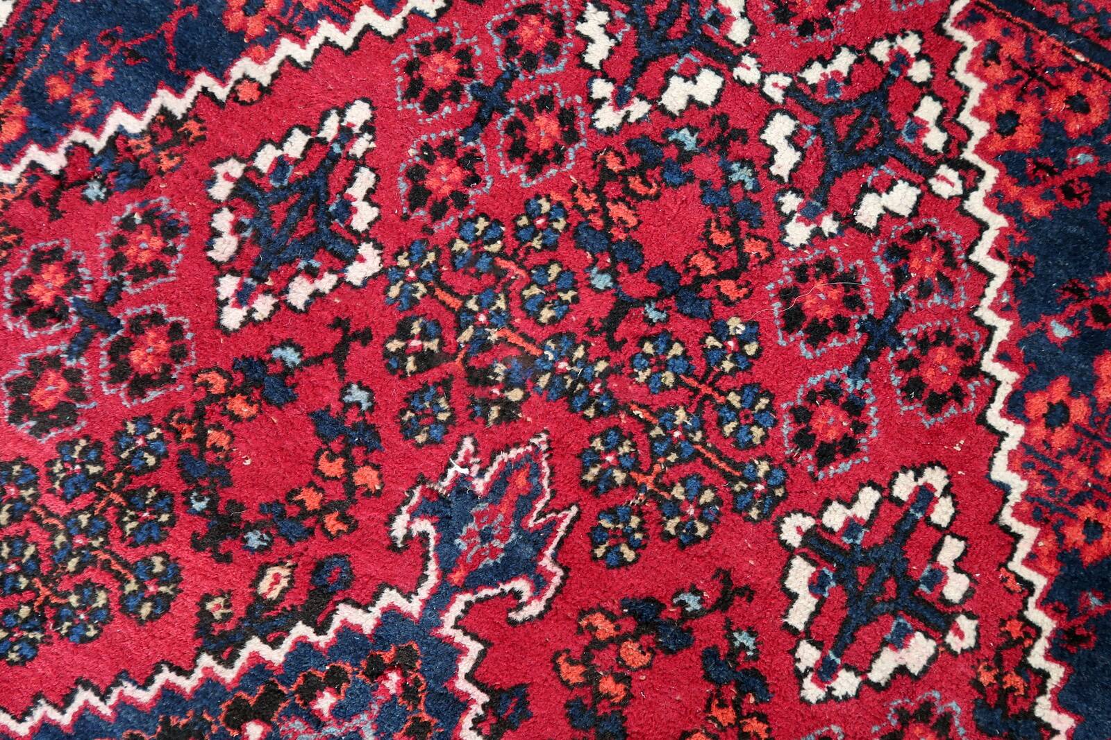 Tapis Vintage Hamadan Fait Main en Laine – Années 1970 – 136 x 205 cm – Rug